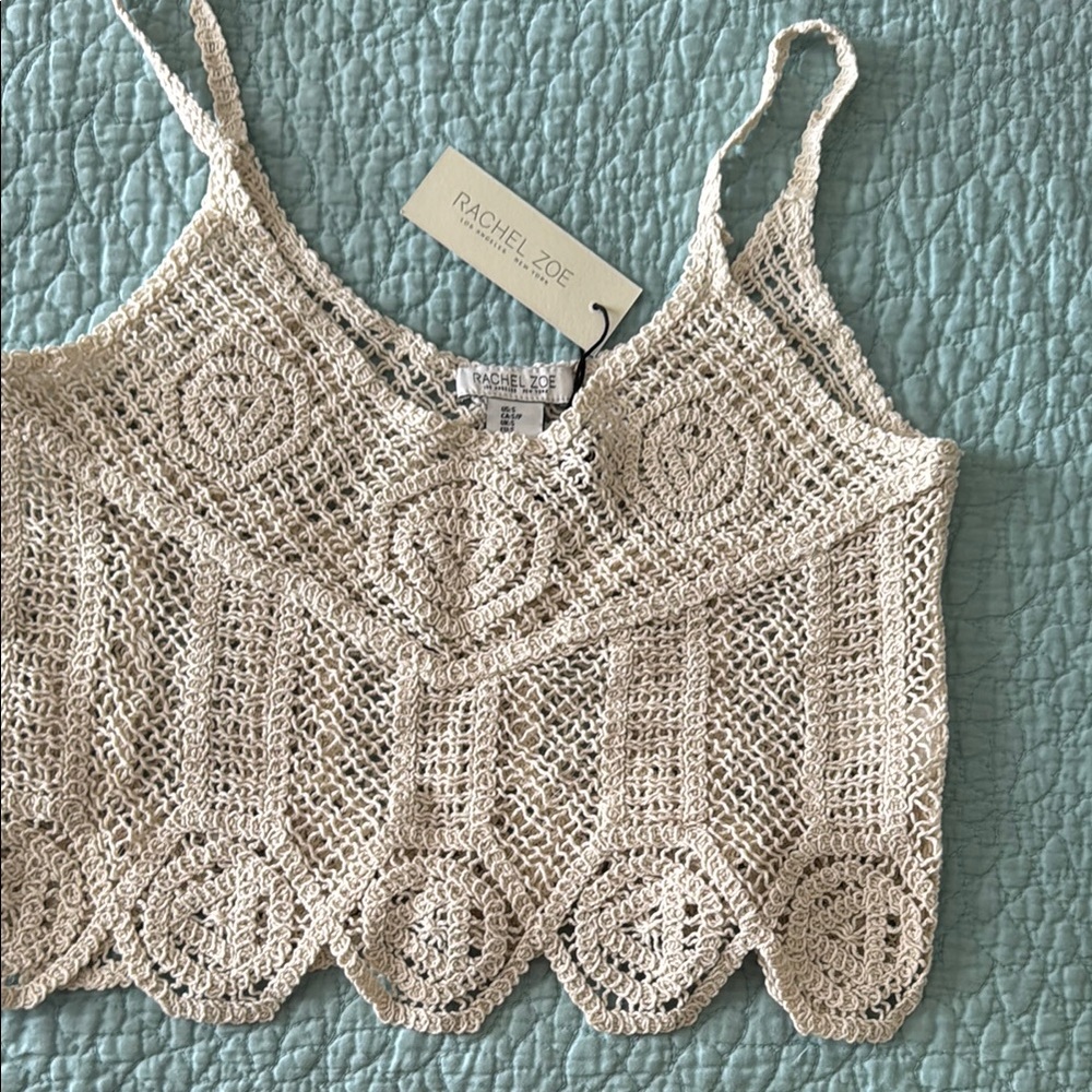 Rachel Zoe Cream Embellished Cropped Camisole